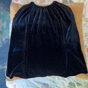 Papell Boutique Black Velvet Beaded Halter Top SIZE 6